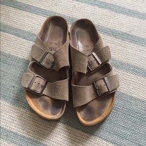 Birkenstock Arizona Taupe Suede Leather Sandals 37